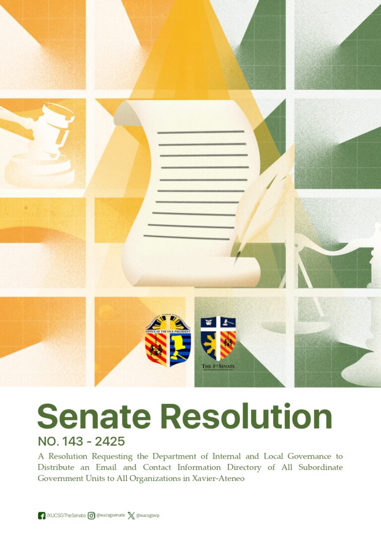 A Resolution Requesting the Department of Internal and Local Governance to Distribute an Email and Contact Information Directory of All Subordinate Government Units to All Organizations in Xavier-Ateneo