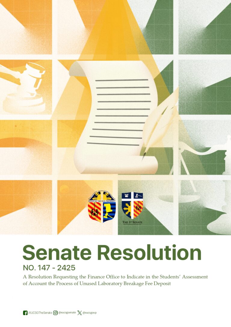 A Resolution Requesting the Finance Office to Indicate in the Students’ Assessment of Account the Process of Unused Laboratory Breakage Fee Deposit